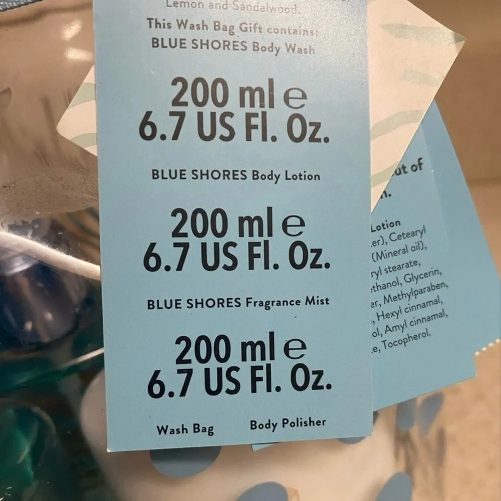 NWT Blue Shores Bath & Body Gift Set | Lotion, Mist, Body Wash, Loofah & Bag